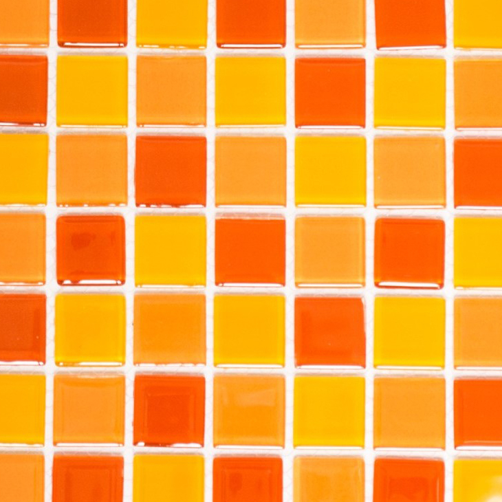 Mosaico de azulejos de vidrio mosaico amarillo naranja rojo mosaico MOS62-0802