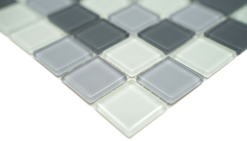 Azulejos de mosaico blanco gris antracita mosaico de vidrio BAÑO WC cocina PARED azulejo de mosaico MOS62-0204