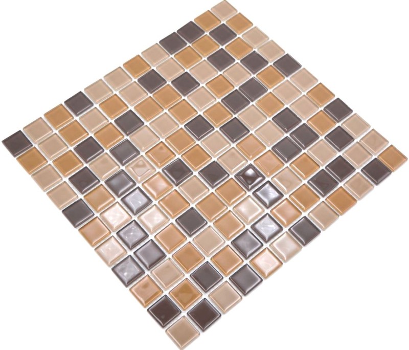 Mosaico de azulejos de vidrio de color beige marrón café BAÑO WC cocina PARED mosaico de azulejos MOS62-1302