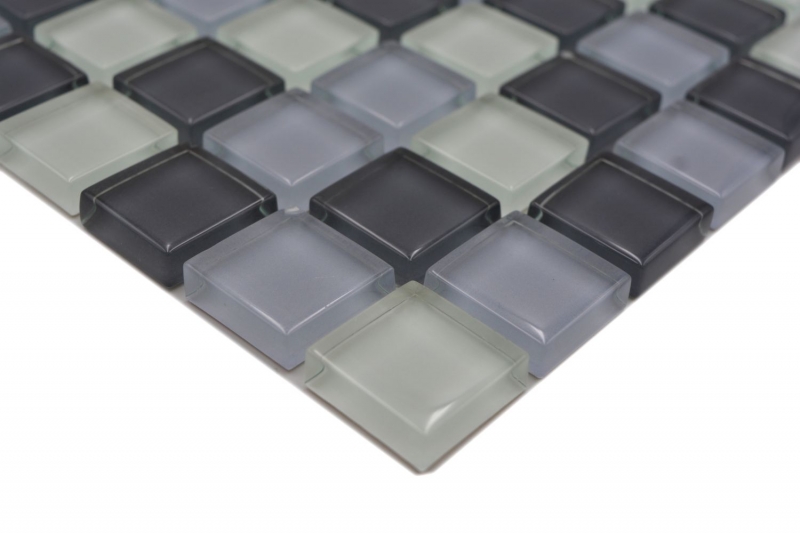 Mosaico de vidrio azulejos de mosaico blanco gris antracita BAÑO WC cocina PARED MOS72-0204