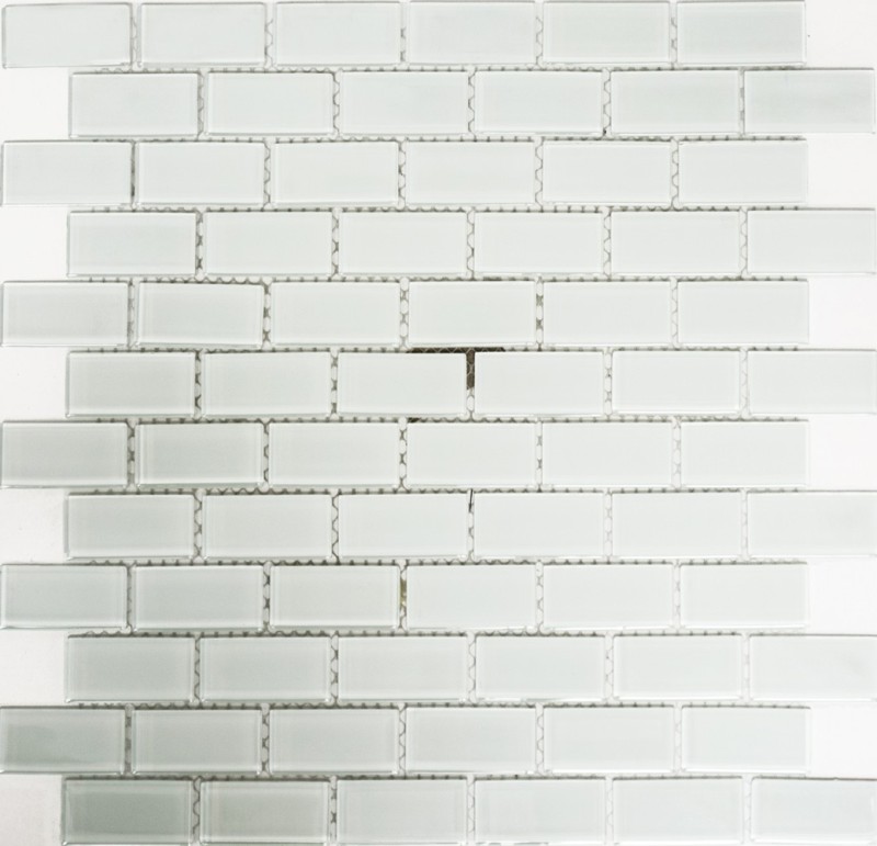 Azulejos de mosaico compuesto blanco con puntada ladrillo mosaico de vidrio BAÑO WC cocina PARED MOS66-0102