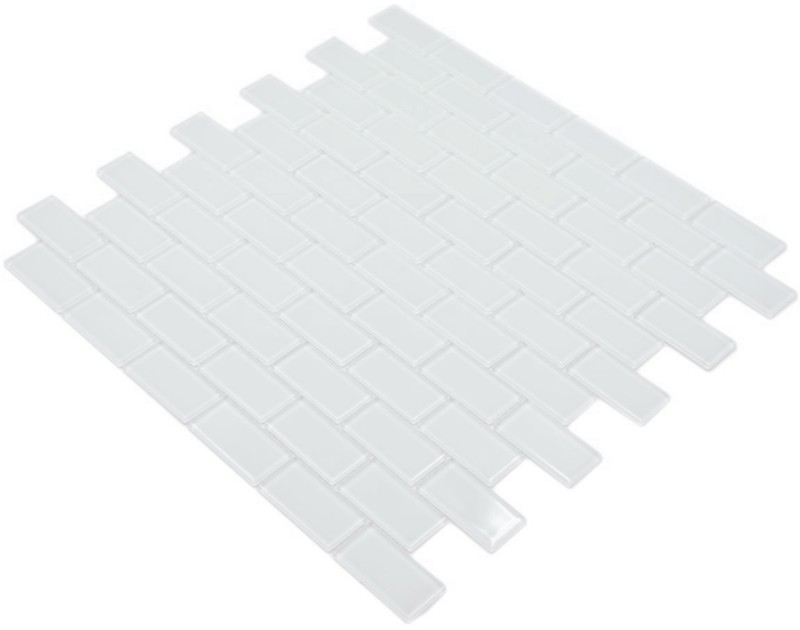 Azulejos de mosaico compuesto blanco con puntada ladrillo mosaico de vidrio BAÑO WC cocina PARED MOS66-0102
