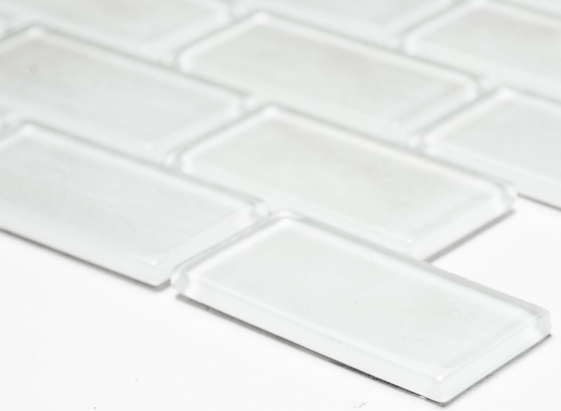 Azulejos de mosaico compuesto blanco con puntada ladrillo mosaico de vidrio BAÑO WC cocina PARED MOS66-0102