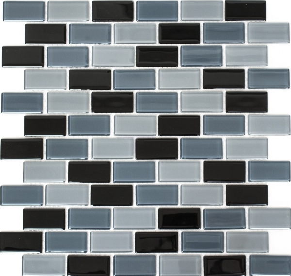 Muestra de mano mosaico azulejo Translúcido negro Ladrillo Mosaico de vidrio Cristal negro MOS66-0208_m