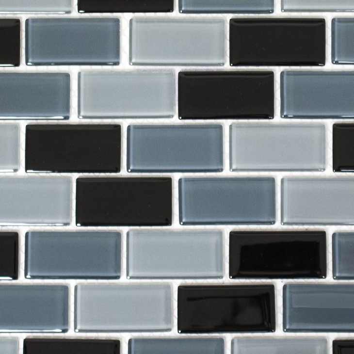 Muestra de mano mosaico azulejo Translúcido negro Ladrillo Mosaico de vidrio Cristal negro MOS66-0208_m