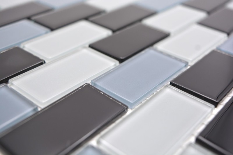 Azulejos de mosaico compuesto gris antracita negro ladrillo mosaico de vidrio BAÑO WC cocina PARED MOS66-0208