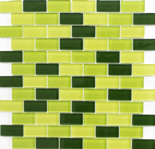 Muestra de mano mosaico azulejo verde translúcido Ladrillo Mosaico de vidrio Cristal verde claro verde oscuro MOS76-0506_m