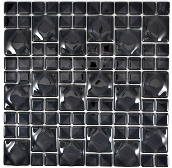 Muestra de mano mosaico azulejo negro translúcido 3D negro Red Dot Design MOS68-0305_m