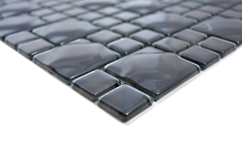 Muestra de mano mosaico azulejo negro translúcido 3D negro Red Dot Design MOS68-0305_m