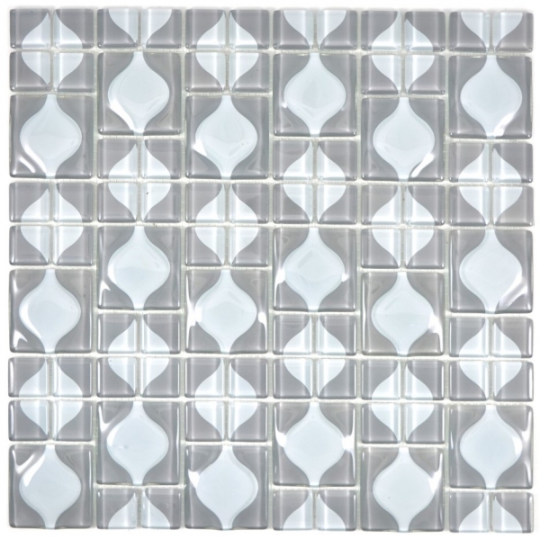 Mosaico de vidrio mosaico azulejos 3D gris diseño de puntos BATH WC cocina PARED MOS68-0215