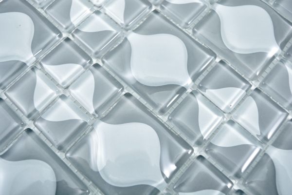 Mosaico de vidrio mosaico azulejos 3D gris diseño de puntos BATH WC cocina PARED MOS68-0215