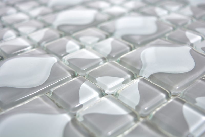 Mosaico de vidrio mosaico azulejos 3D gris diseño de puntos BATH WC cocina PARED MOS68-0215