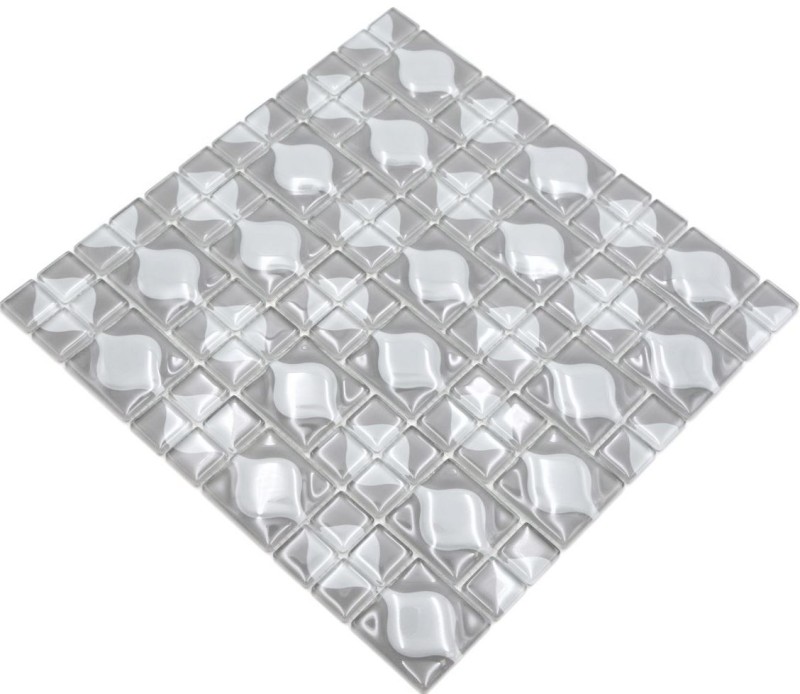 Mosaico de vidrio mosaico azulejos 3D gris diseño de puntos BATH WC cocina PARED MOS68-0215