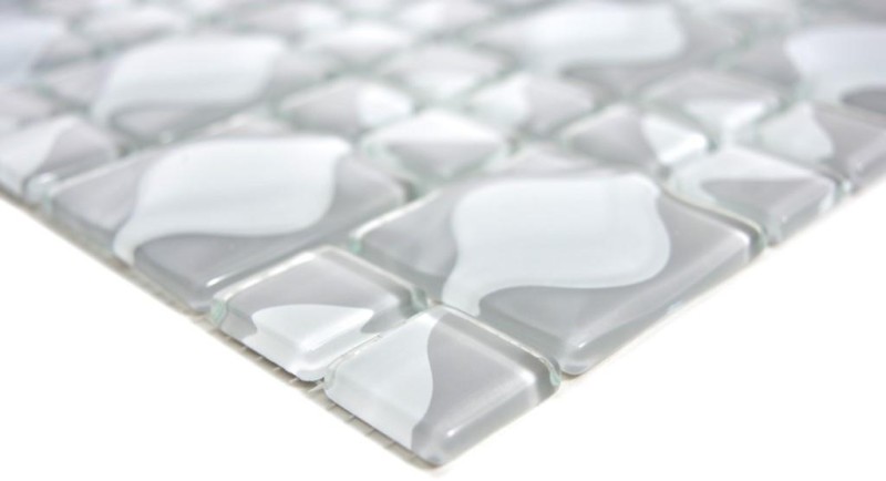 Mosaico de vidrio mosaico azulejos 3D gris diseño de puntos BATH WC cocina PARED MOS68-0215