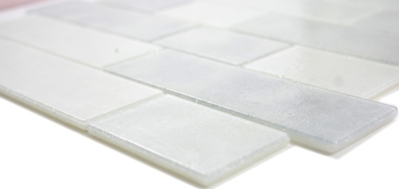Muestra de mano mosaico azulejo translúcido blanco albañilería enlace Bianco BAD WC cocina WANDMOS68-0139L_m