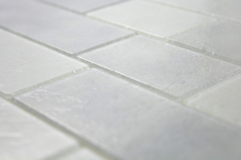 Muestra de mano mosaico azulejo translúcido blanco albañilería enlace Bianco BAD WC cocina WANDMOS68-0139L_m