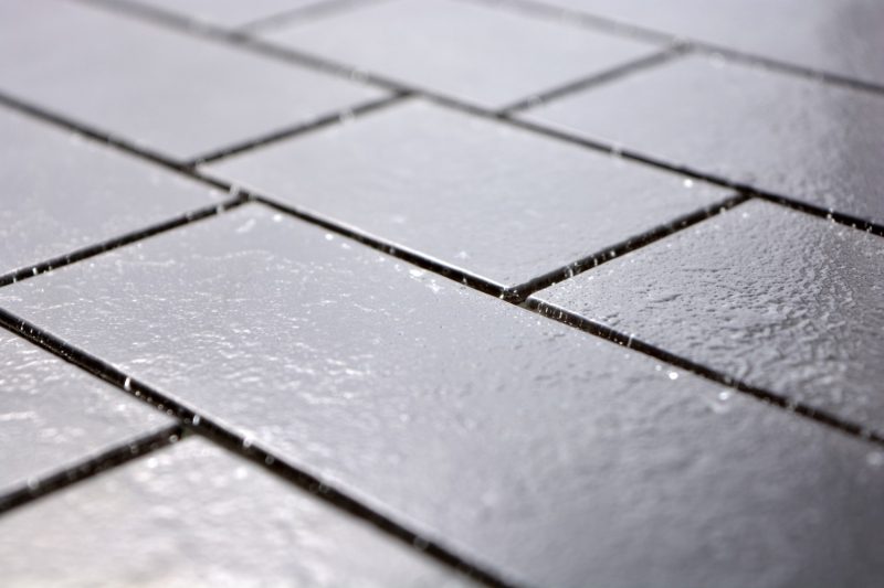 Muestra de mano mosaico azulejo translúcido negro albañilería enlace Nero MOS68-0349L_m