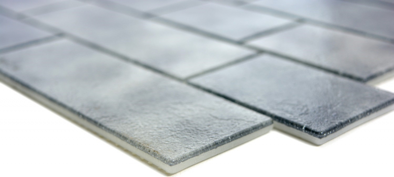 Muestra de mano mosaico azulejo translúcido gris albañilería enlace Grigio MOS68-0259L_m