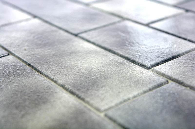 Muestra de mano mosaico azulejo translúcido gris albañilería enlace Grigio MOS68-0259L_m