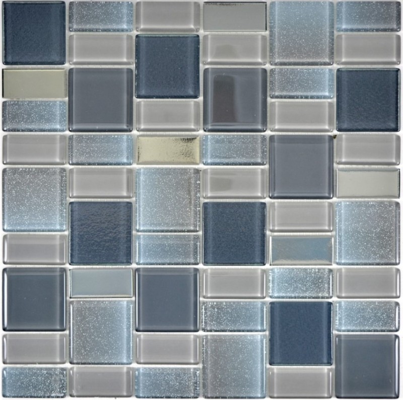 Muestra de mano mosaico azulejo combinación gris translúcido gris iridiscente MOS68-0213G_m