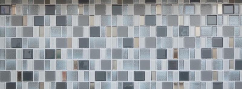 Mosaico de vidrio mosaico azulejos azulejos backsplash crema gris humo combinación iridiscente MOS68-0216F