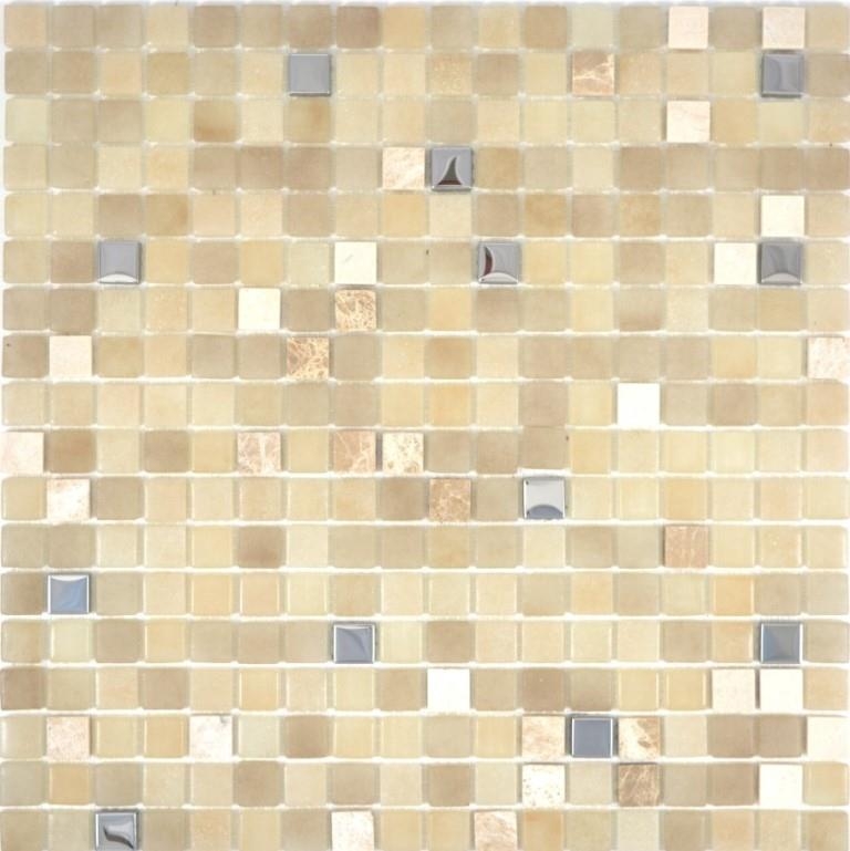 Mosaico de vidrio azulejos de mosaico espejo de piedra beige amarillo crema plata BAÑO WC cocina PARED MOS91-0214