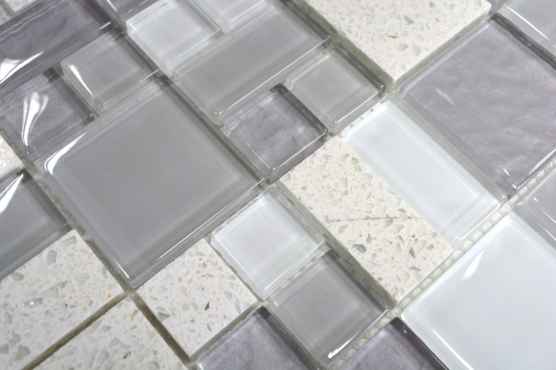 Muestra de mano mosaico azulejo translúcido compuesto blanco combinación mosaico de vidrio Cristal Artificial blanco MOS88-K990_m