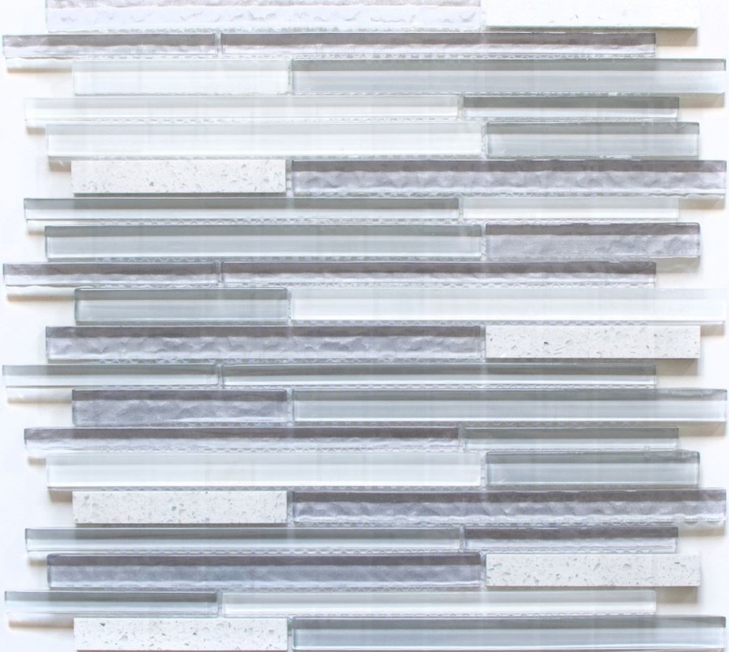Muestra de mano mosaico azulejo translúcido compuesto blanco multistick mosaico de vidrio Cristal Artificial blanco MOS86-MS90_m
