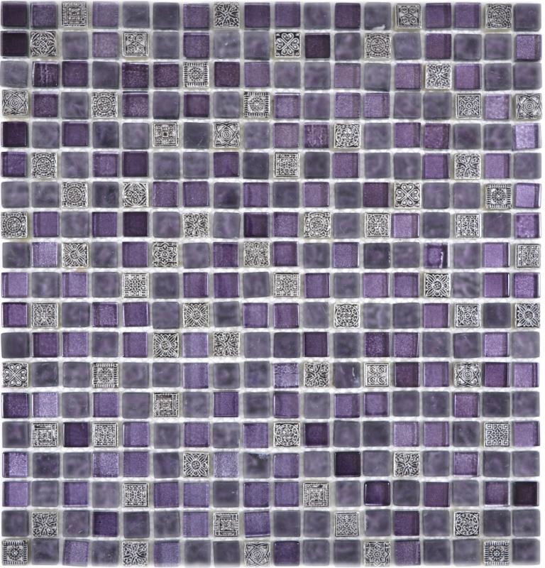 Muestra de mano mosaico azulejo translúcido púrpura mosaico de vidrio Cristal Resina púrpura púrpura mate BAÑO WC cocina PARED MOS92-1107_m