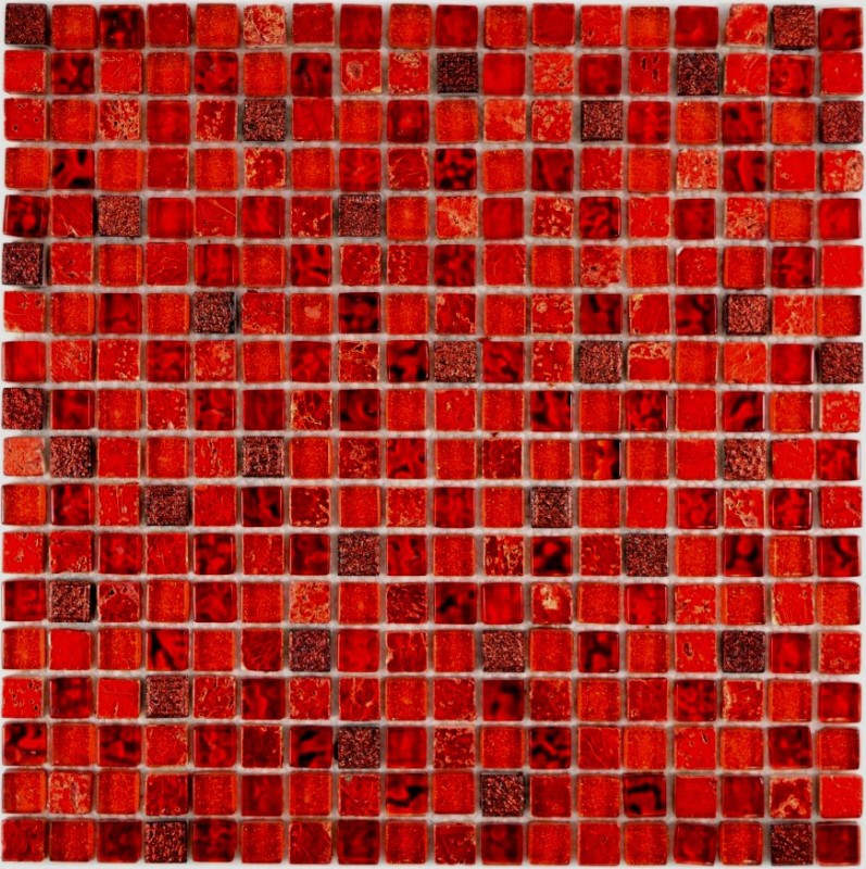 Mosaico de vidrio mosaico de azulejos de resina de color rojo oscuro BAÑO WC cocina azulejos azulejos pared backsplash - MOS92-0904
