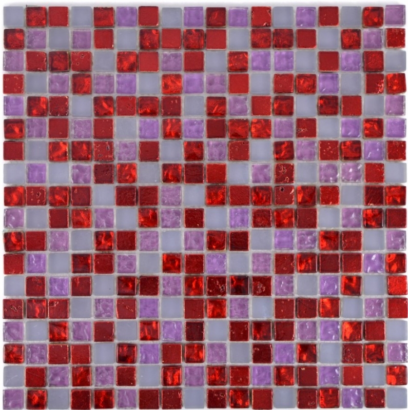 Muestra de mano mosaico azulejo translúcido rojo rosa blanco mosaico de vidrio Cristal Resina rojo rosa blanco mate MOS92-0911_m