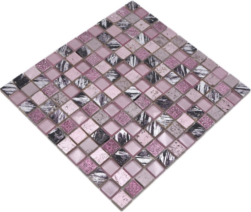 Piedra artificial mosaico rústico azulejo mosaico de vidrio resina rosa magenta BAÑO WC cocina PARED azulejo backsplash - MOS82-1104