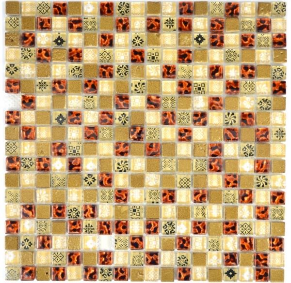 Muestra de mano mosaico azulejo translúcido beige vidrio mosaico cristal resina mirada beige rojo MOS92-1212_m