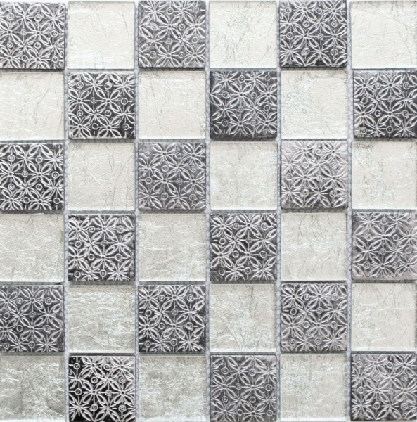 Muestra de mano mosaico azulejo espejo translúcido plata vidrio mosaico cristal resina óptica plata MOS88-8OP6_m