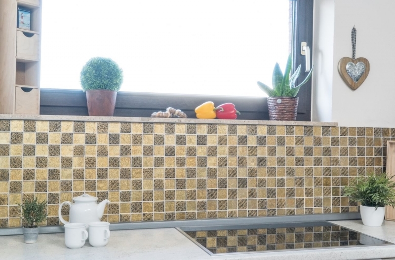Vidrio mosaico de oro mosaico de azulejos resina mirada azulejo backsplash cocina ducha pared MOS88-8OP7