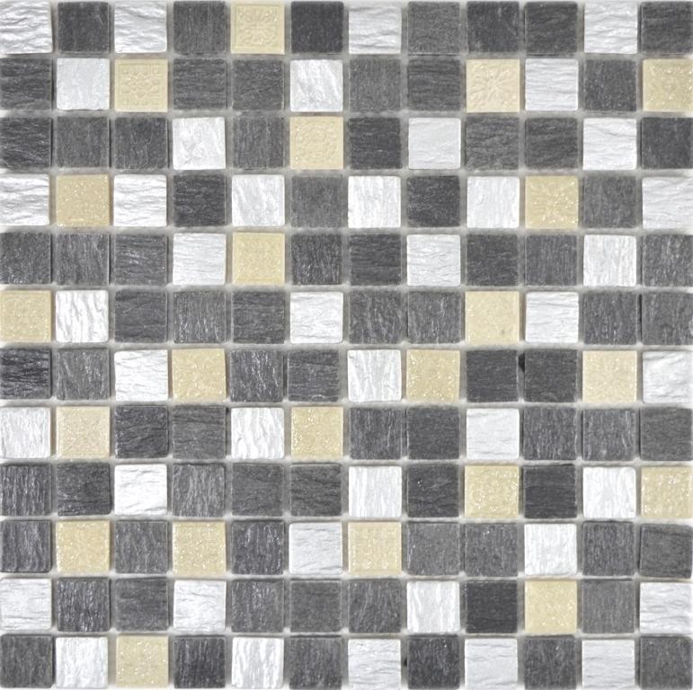 Muestra de mano mosaico azulejo translúcido gris negro mosaico de vidrio Cristal Resina gris negro plata MOS83-0226_m