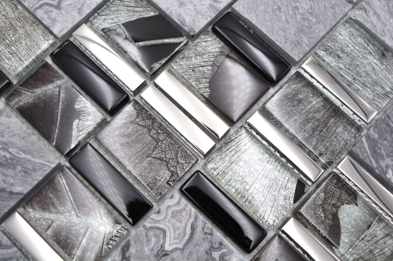 Mármol mosaico de vidrio azulejos de mosaico gris claro antracita plata cocina azulejo de la pared espejo baño WC - MOS88-0210