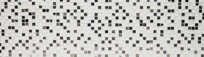 Muestra de mano mosaico azulejo translúcido acero inoxidable vidrio blanco mosaico Cristal acero vidrio blanco MOS92-0107_m
