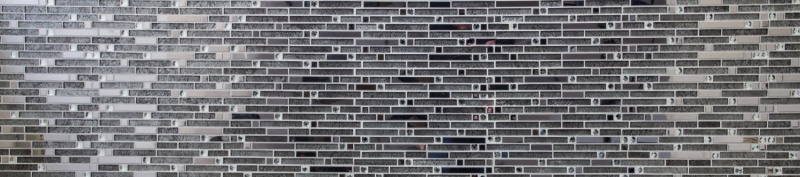 Barras de mosaico de vidrio mosaico de azulejos de acero inoxidable blanco crema plata MOS86-0106