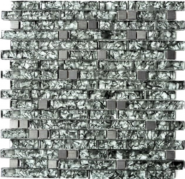 Muestra de mano mosaico azulejo Azulejo backsplash translúcido acero inoxidable verde gris compuesto mosaico de vidrio Cristal acero piedra verde gris MOS87-MV728_m