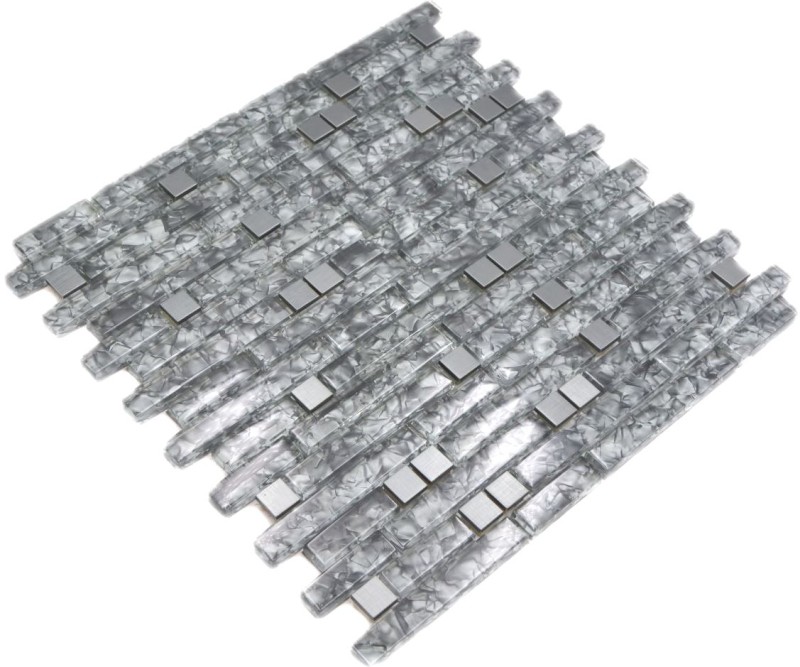 Barras de mosaico de vidrio mosaicos de acero inoxidable verde antracita gris piedra verde MOS87-MV728