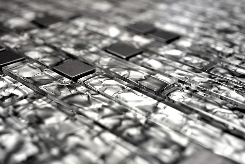 Muestra de mano mosaico azulejo Azulejo backsplash translúcido acero inoxidable verde gris compuesto mosaico de vidrio Cristal acero piedra verde gris MOS87-MV728_m
