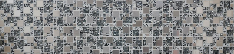 Muestra de mano mosaico azulejo espejo translúcido acero inoxidable negro plata combinación vidrio mosaico cristal acero negro estructura MOS88-0203_m