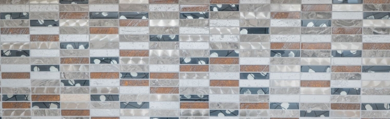 Rectangular azulejos de mosaico de vidrio mosaico de acero inoxidable resina gris antracita marrón azulejo backsplash pared cocina cuarto de baño - MOS87-24X