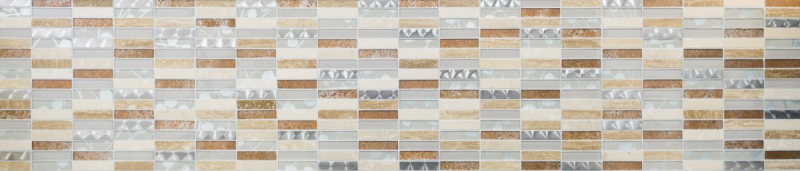 Muestra de mano mosaico azulejo espejo translúcido acero inoxidable beige rectángulo vidrio mosaico cristal piedra acero beige MOS87-52X_m
