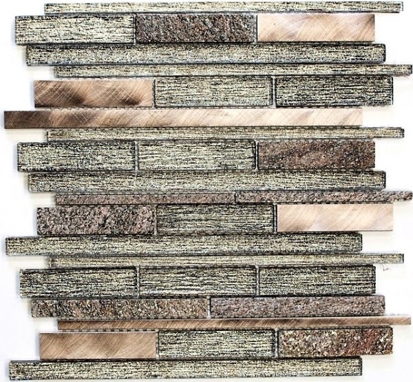 Mosaico de vidrio piedra natural varillas aluminio mosaico bronce cobre brillo pared azulejo backsplash cocina WC - MOS49-GV74