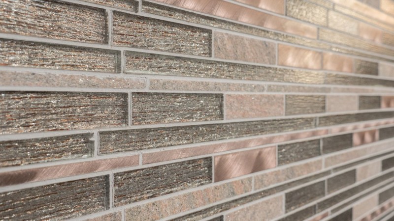 Mosaico de vidrio piedra natural varillas aluminio mosaico bronce cobre brillo pared azulejo backsplash cocina WC - MOS49-GV74