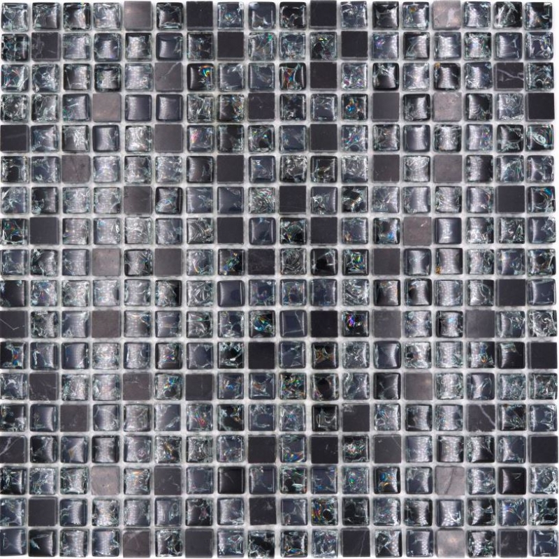 Mosaico de vidrio de piedra natural mosaico de azulejos de vidrio de cantera negro salpicadero de cocina de mármol - MOS92-1028