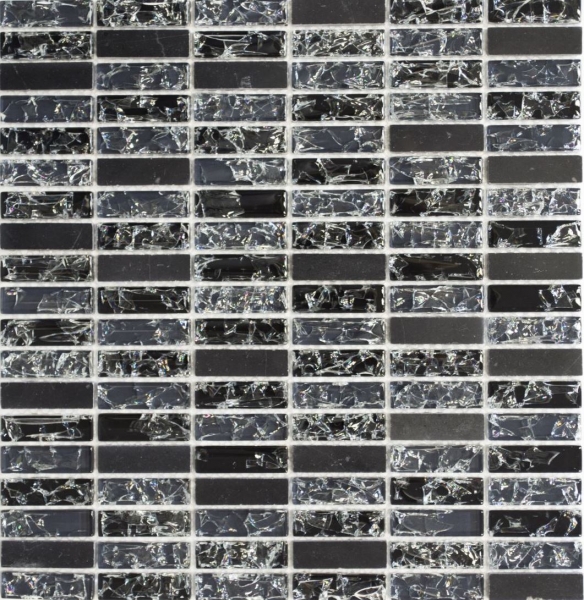Muestra de mano mosaico azulejo translúcido negro varillas mosaico de vidrio cristal piedra negro MOS87-s1228_m