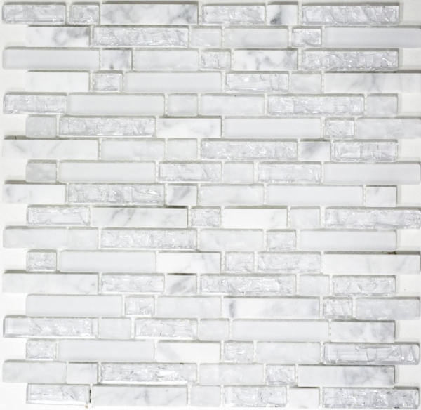 Muestra de mano mosaico azulejo Azulejo espejo translúcido blanco compuesto mosaico de vidrio Cristal piedra blanco MOS87-V1311_m